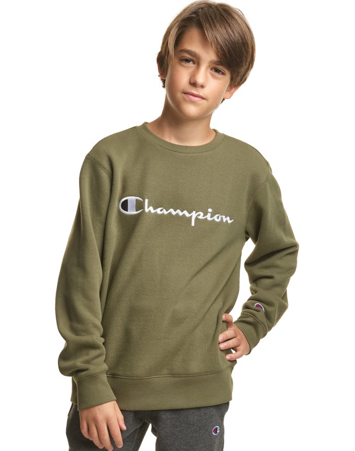 Sudadera Champion Niño - Fleece Crew Embroidered Logo ( Verde Oliva ) 6932178-NC